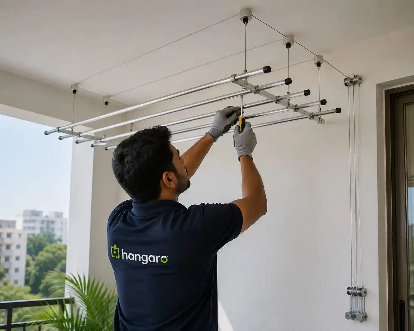 Clothes hanger repair service for ceiling-mounted drying rack