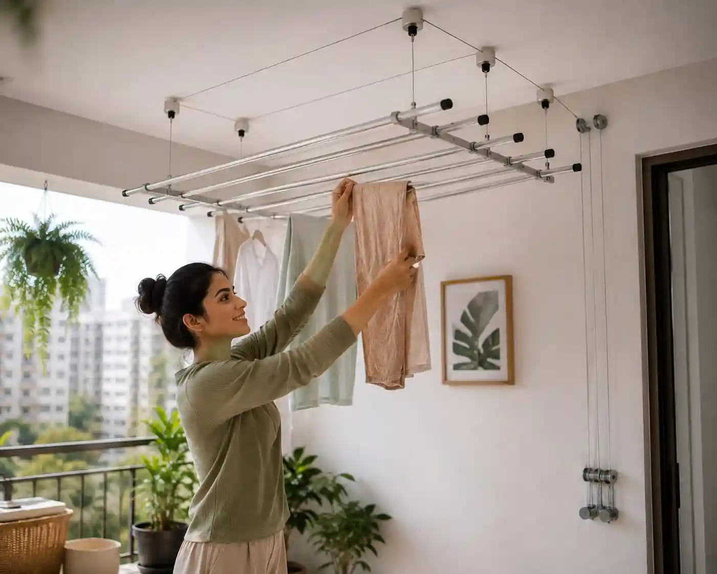 Pull & Dry Clothes Hanger for Home Balcony